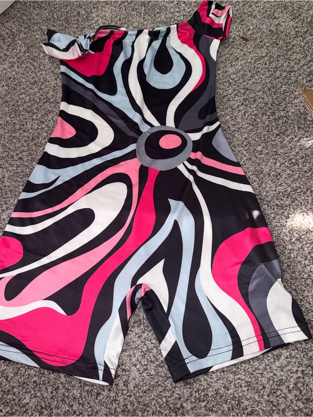 Emilio Pucci inspired Off-Shoulder One-Piece in Pink, Black & White